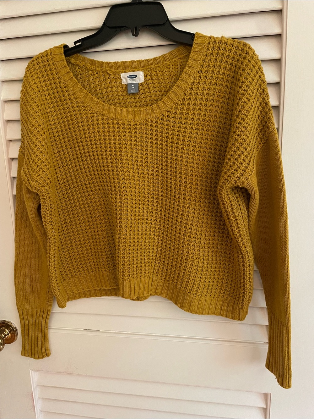 Old Navy Mustard Waffle-Knit Crewneck Sweater